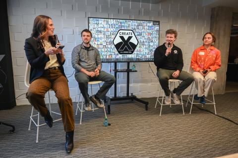 CREATE-X Startup Launch alumni speak about their startup experience at Spring Launch 2026.